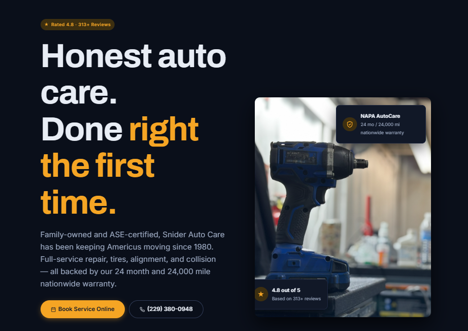 The brand-new Snider Auto Care website